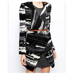 Guest Editor by Anthropologie Black and White Wool Cardigan Sweater size M